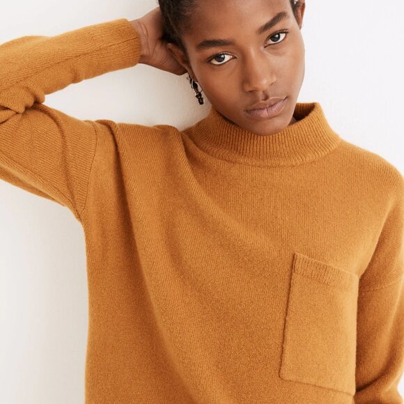 EUC Madewell Redmond Mockneck Pocket Sweater Antique Gold Yellow Size XXS - Picture 3 of 5